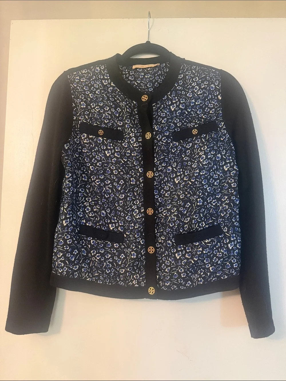 Tory Burch Women’s Navy Floral-Print Button Cardigan